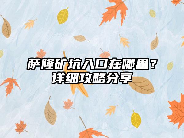 萨隆矿坑入口在哪里？详细攻略分享