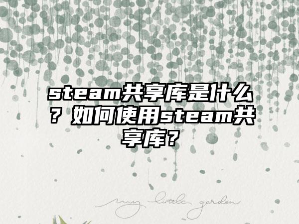 steam共享库是什么？如何使用steam共享库？