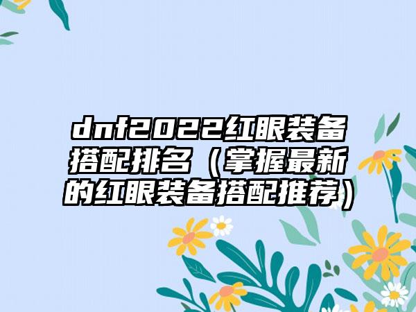 dnf2022红眼装备搭配排名（掌握最新的红眼装备搭配推荐）