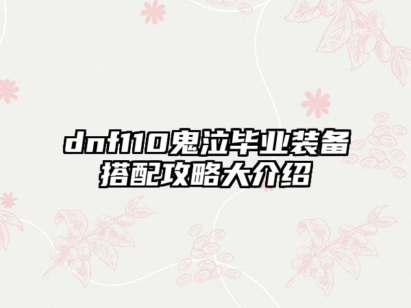dnf110鬼泣毕业装备搭配攻略大介绍