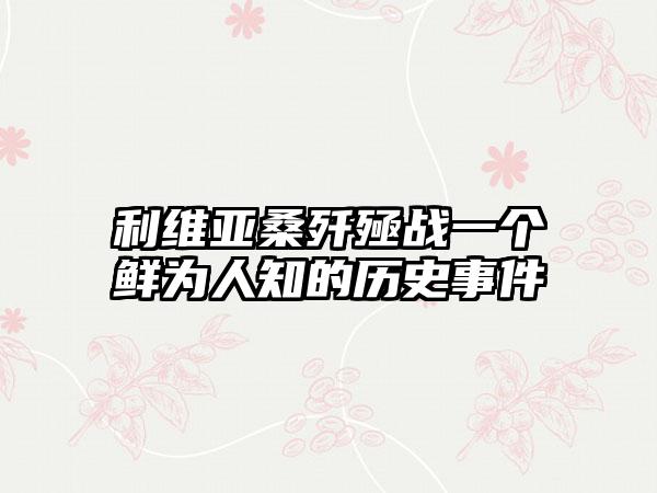 利维亚桑歼殛战一个鲜为人知的历史事件
