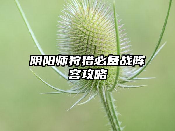 阴阳师狩猎必备战阵容攻略