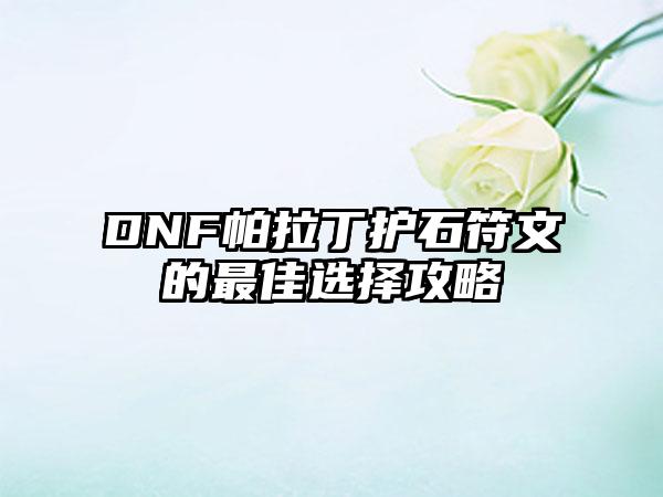 DNF帕拉丁护石符文的最佳选择攻略
