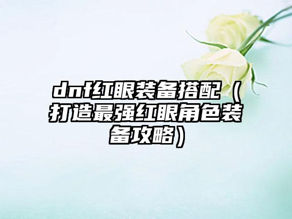 dnf红眼装备搭配（打造最强红眼角色装备攻略）