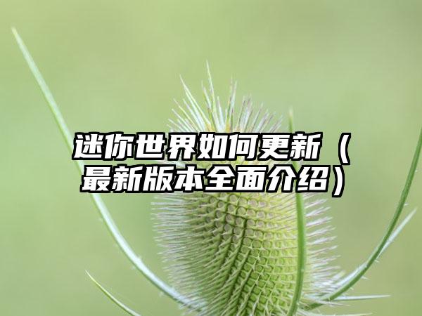 迷你世界如何更新（最新版本全面介绍）