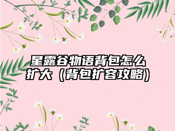 星露谷物语背包怎么扩大（背包扩容攻略）