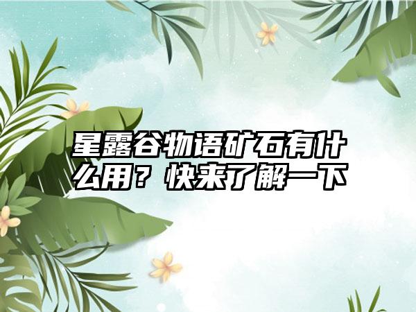 星露谷物语矿石有什么用？快来了解一下