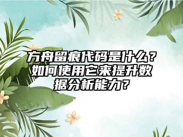 方舟留痕代码是什么？如何使用它来提升数据分析能力？