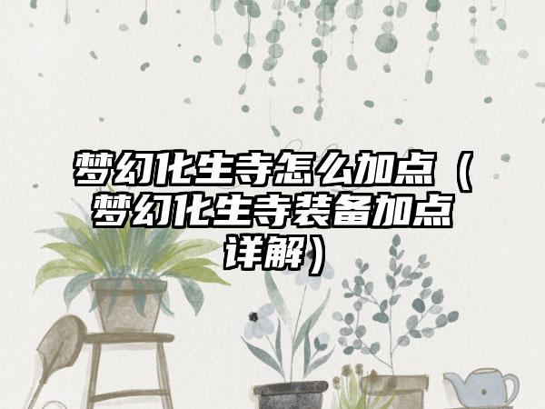 梦幻化生寺怎么加点（梦幻化生寺装备加点详解）