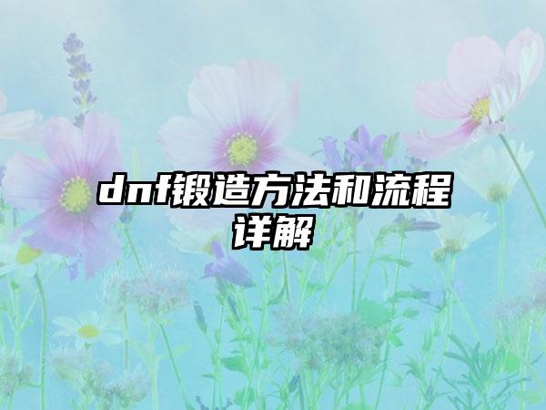 dnf锻造方法和流程详解