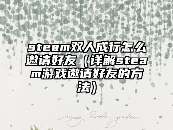 steam双人成行怎么邀请好友（详解steam游戏邀请好友的方法）