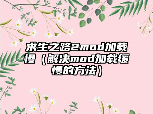 求生之路2mod加载慢（解决mod加载缓慢的方法）