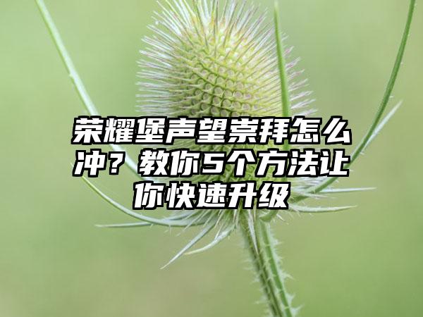 荣耀堡声望崇拜怎么冲？教你5个方法让你快速升级