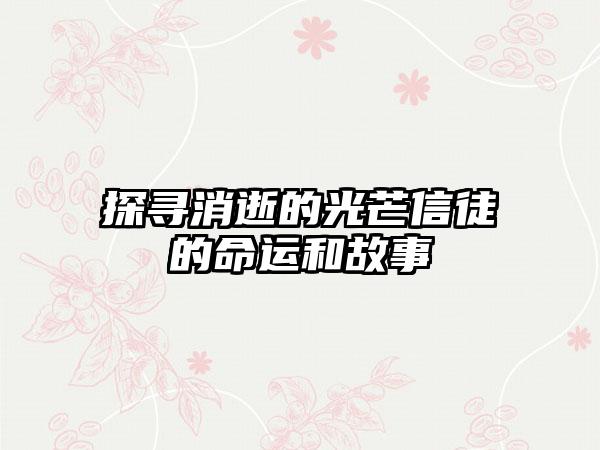 探寻消逝的光芒信徒的命运和故事