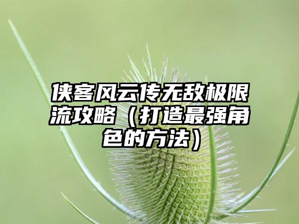 侠客风云传无敌极限流攻略（打造最强角色的方法）