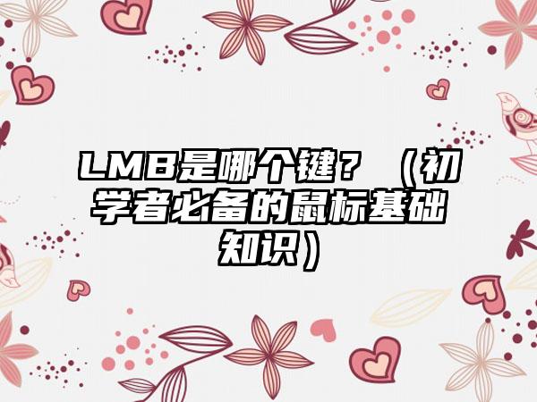 LMB是哪个键？（初学者必备的鼠标基础知识）