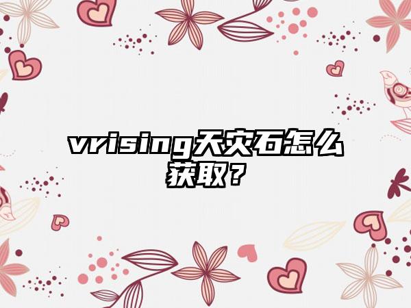 vrising天灾石怎么获取？
