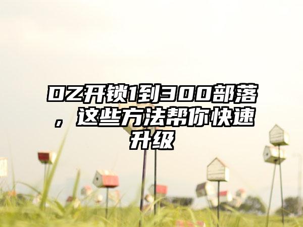 DZ开锁1到300部落，这些方法帮你快速升级