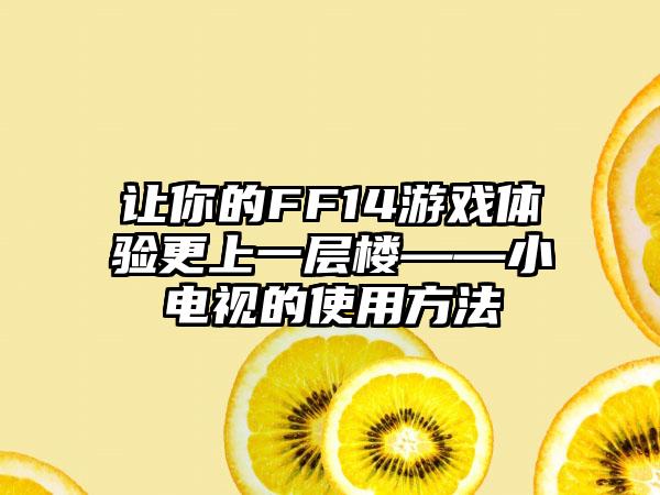 让你的FF14游戏体验更上一层楼——小电视的使用方法