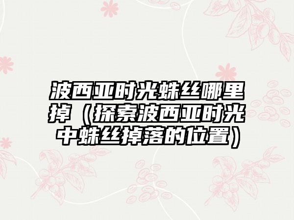 波西亚时光蛛丝哪里掉（探索波西亚时光中蛛丝掉落的位置）