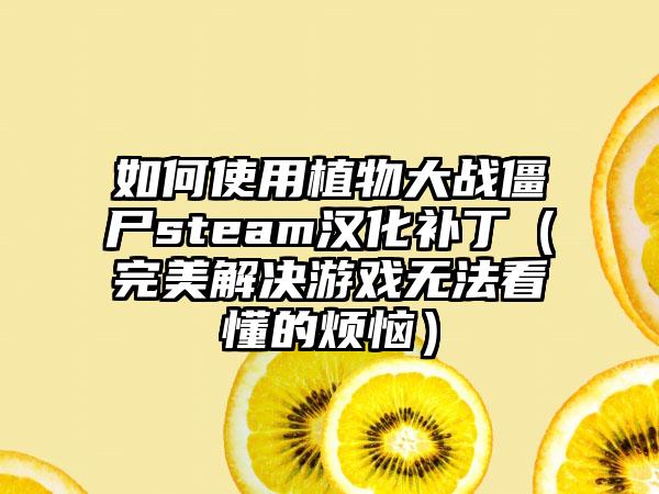 如何使用植物大战僵尸steam汉化补丁（完美解决游戏无法看懂的烦恼）