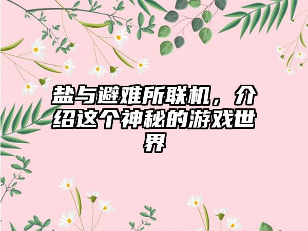 盐与避难所联机，介绍这个神秘的游戏世界