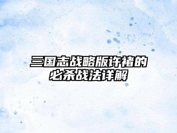 三国志战略版许褚的必杀战法详解