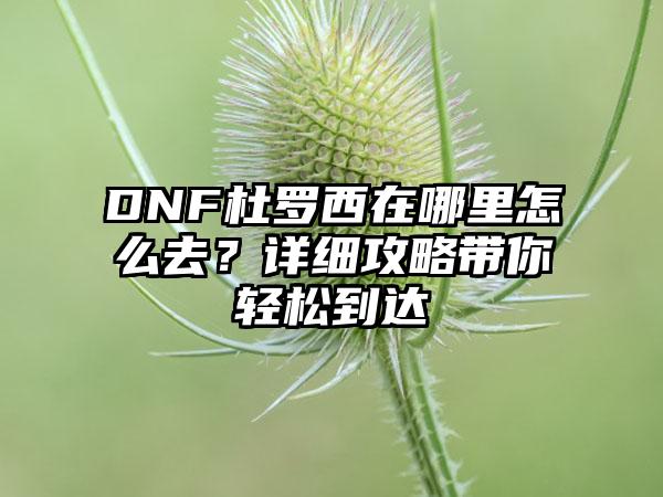 DNF杜罗西在哪里怎么去？详细攻略带你轻松到达