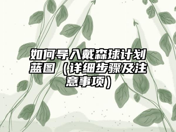 如何导入戴森球计划蓝图（详细步骤及注意事项）
