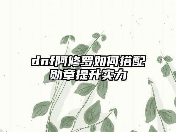 dnf阿修罗如何搭配勋章提升实力
