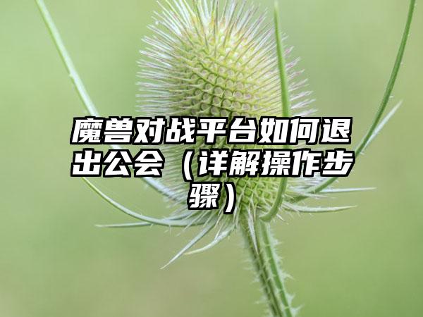 魔兽对战平台如何退出公会（详解操作步骤）
