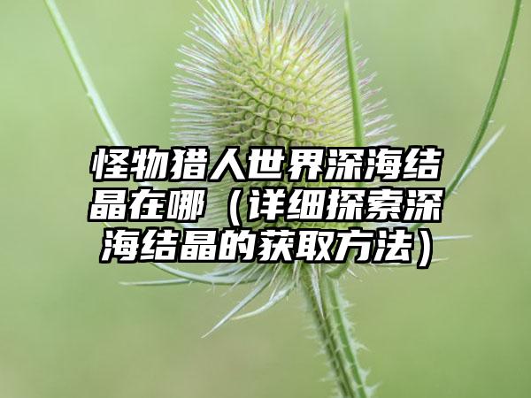 怪物猎人世界深海结晶在哪（详细探索深海结晶的获取方法）