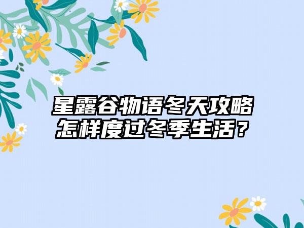 星露谷物语冬天攻略怎样度过冬季生活？