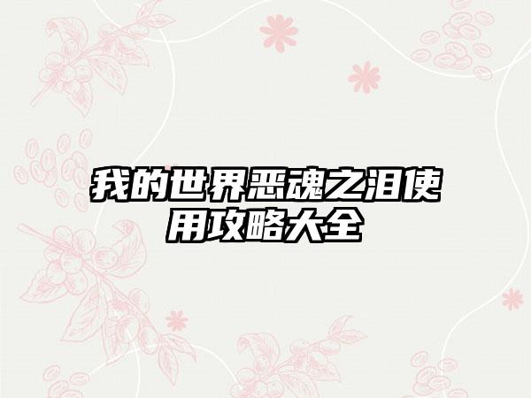 我的世界恶魂之泪使用攻略大全