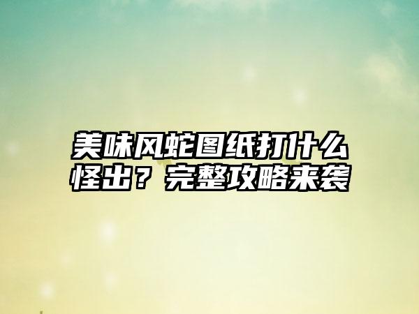 美味风蛇图纸打什么怪出？完整攻略来袭