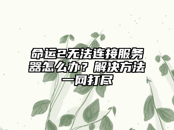 命运2无法连接服务器怎么办？解决方法一网打尽