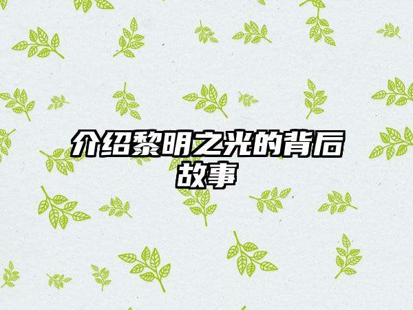 介绍黎明之光的背后故事