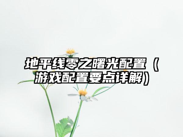 地平线零之曙光配置（游戏配置要点详解）