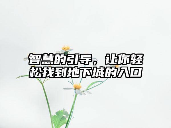 智慧的引导，让你轻松找到地下城的入口