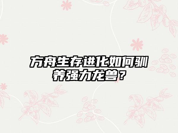 方舟生存进化如何驯养强力龙兽？