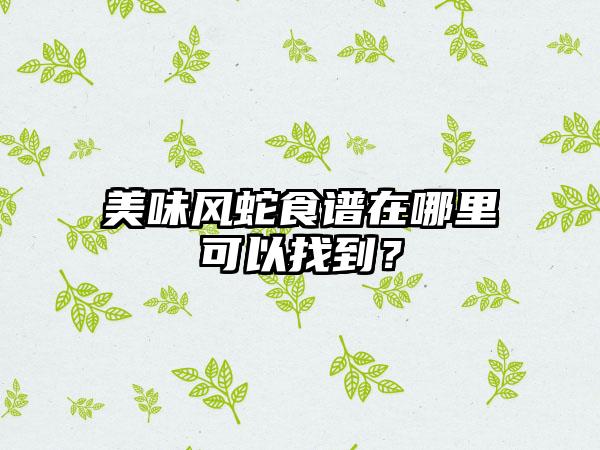 美味风蛇食谱在哪里可以找到？