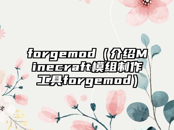 forgemod（介绍Minecraft模组制作工具forgemod）