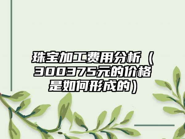 珠宝加工费用分析（300375元的价格是如何形成的）