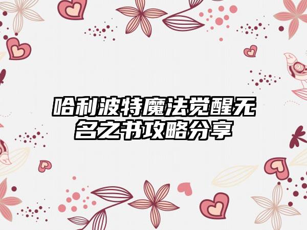 哈利波特魔法觉醒无名之书攻略分享