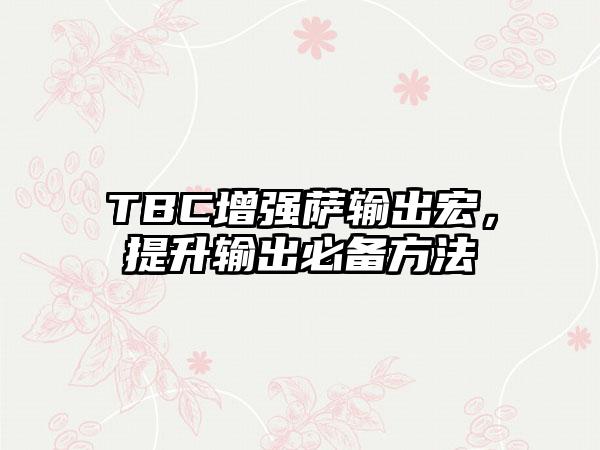 TBC增强萨输出宏，提升输出必备方法