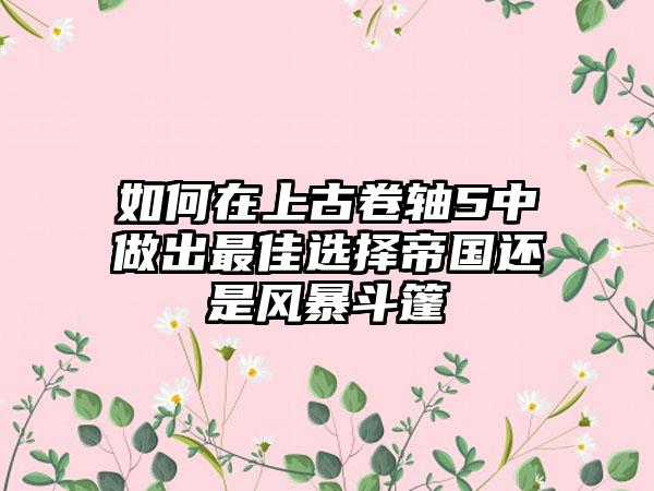 如何在上古卷轴5中做出最佳选择帝国还是风暴斗篷