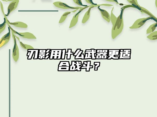刃影用什么武器更适合战斗？
