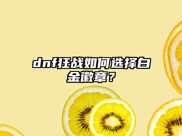 dnf狂战如何选择白金徽章？
