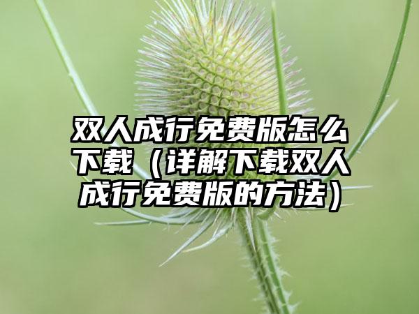 双人成行免费版怎么（详解双人成行免费版的方法）