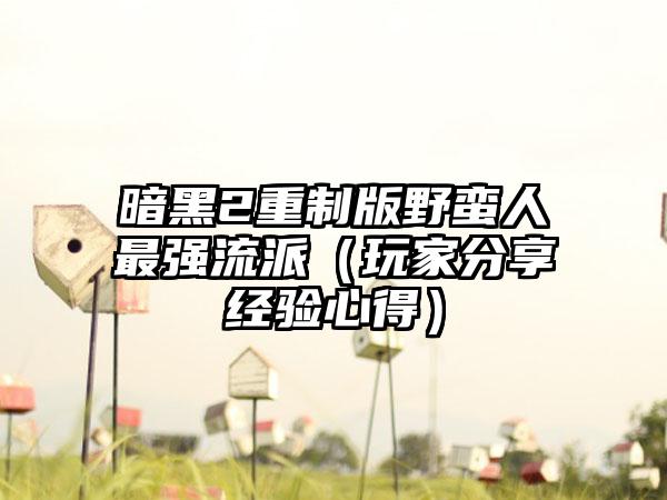 暗黑2重制版野蛮人最强流派（玩家分享经验心得）